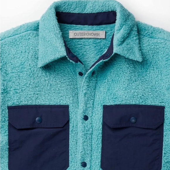 New $160 Outerknown Skyline Fleece Shirt Jacket in Mineral Blue! Sz. Medium. NWT - Picture 2 of 4
